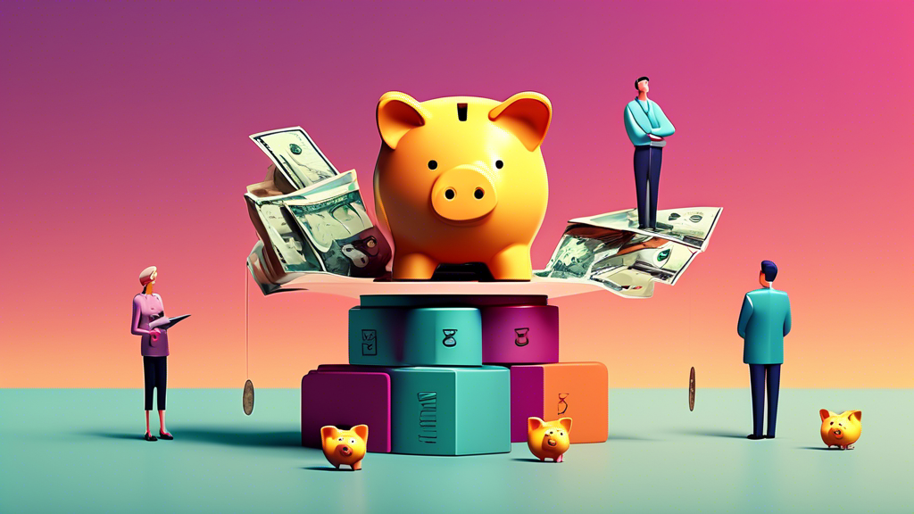 An animated scale balancing a piggy bank on one side and a stack of bills on the other, with thoughtful characters representing consumers standing around it, pondering their options.