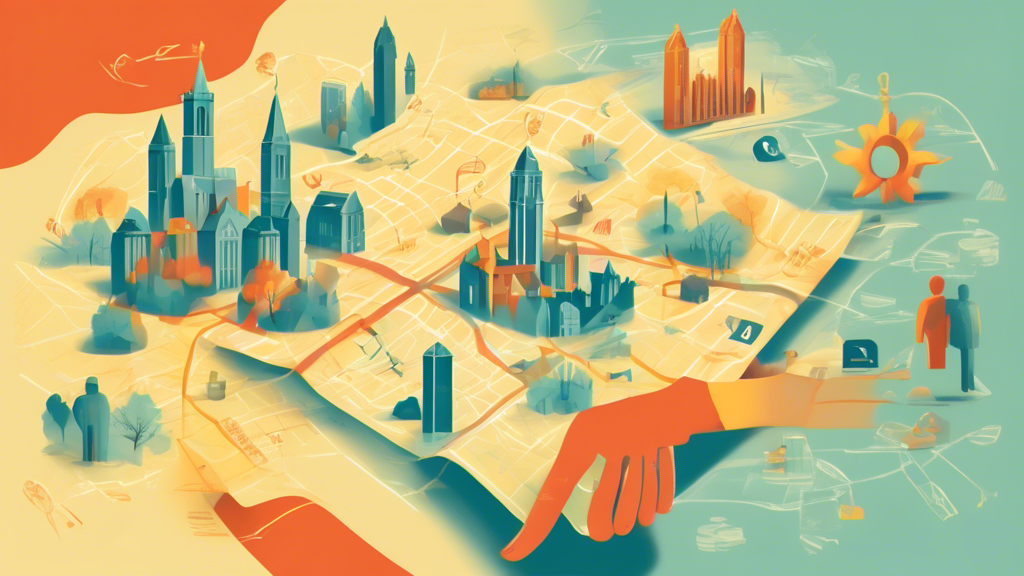 An illustration of a comforting light shining over a map of Ottawa, with symbolic icons of financial tools and supportive hands reaching towards it.