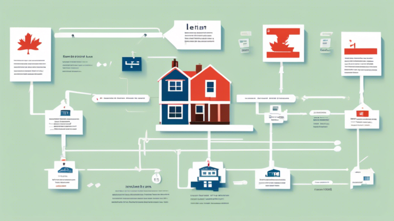 An illustrative flowchart detailing the steps involved in placing a lien on a house in Ontario, featuring key legal symbols and the Ontario flag.