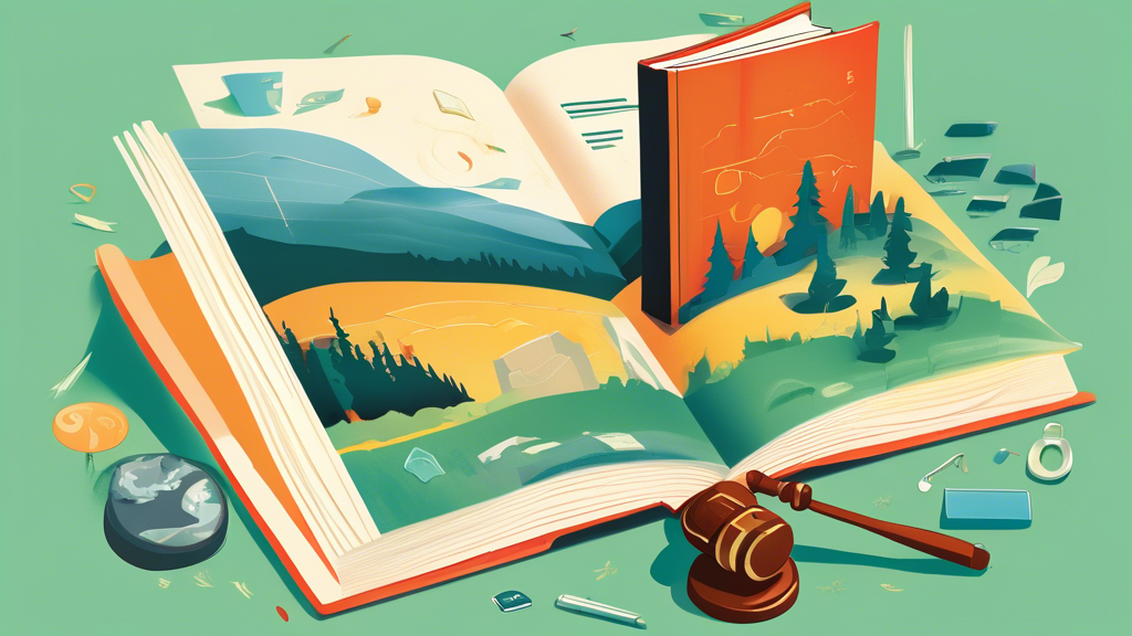 An illustrated guidebook cover featuring a serene Saskatchewan landscape with symbolic bankruptcy icons such as financial charts, a gavel, and legal documents gently integrated, reflecting hope and recovery.