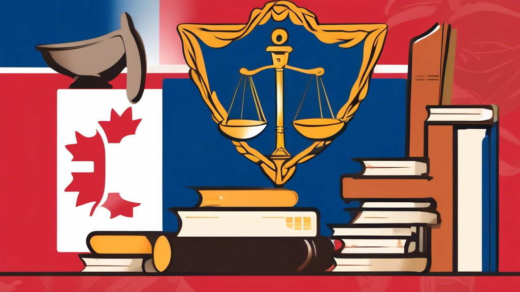 An illustrated guide to Collection Agency Laws in Ontario, featuring a balance scale with legal books on one side and a phone and letters symbolizing collection efforts on the other, set against a backdrop of the Ontario flag.