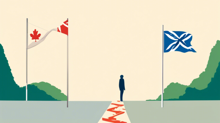 An illustration of a person standing at a crossroads, deciding between a path labeled 'Debt' and another path labeled 'Consumer Proposal', with the Nova Scotia flag in the background.