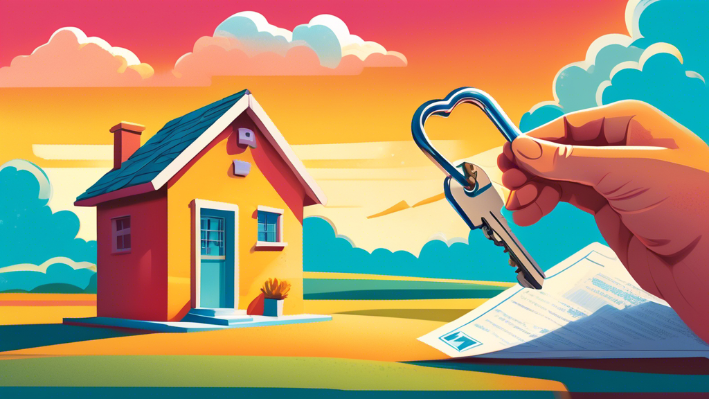 An illustrated guidebook cover showing a key unlocking a house made of mortgage paperwork, with a consumer proposal document in the background, under a bright and hopeful sky.