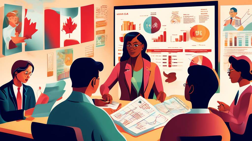 A detailed illustration depicting a professional financial advisor explaining the debt forgiveness rules to a diverse group of individuals. The background