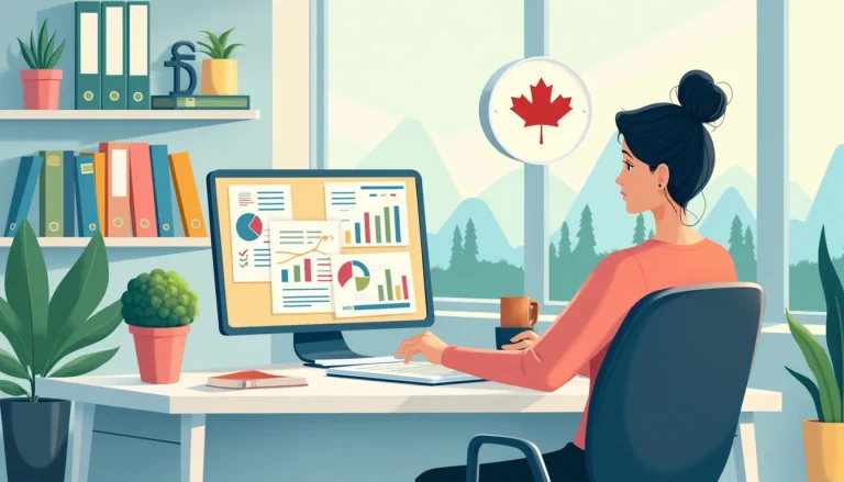 Create an image of a person sitting at a desk with various financial documents and charts spread out in front of them. The person looks thoughtfully at the