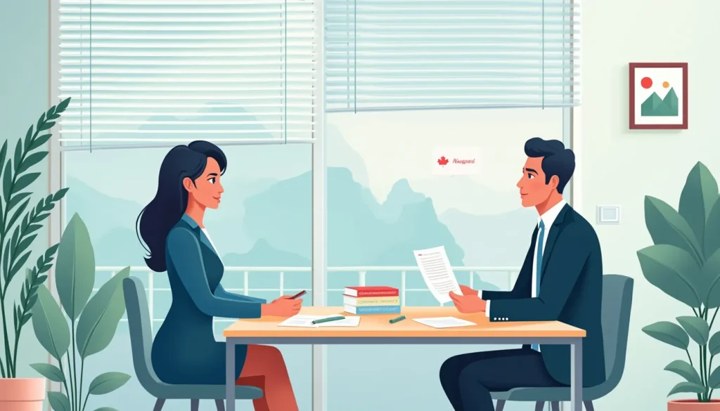 Create an image depicting a serene office setting where a financial advisor is in a confidential meeting with a client. The scene should emphasize privacy