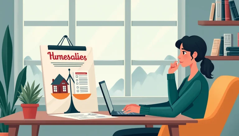 Create an image depicting a thoughtful person in a cozy home office setting, surrounded by documents and a laptop, while pondering the connections between