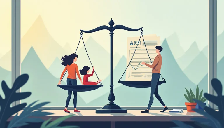 Create an image depicting a balance scale, with one side holding a consumer proposal document, symbolizing debt management, and the other side holding a li