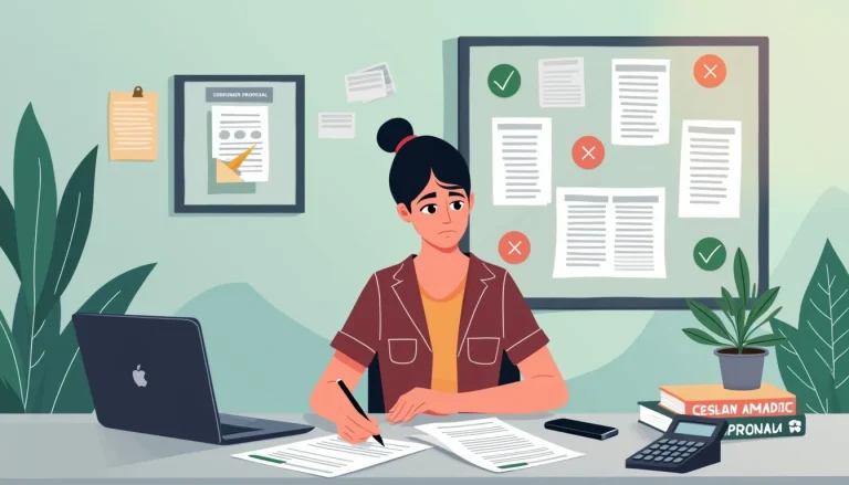 Create an image depicting a person sitting at a desk, looking concerned while filling out sponsorship application forms. On the desk, there's a document la