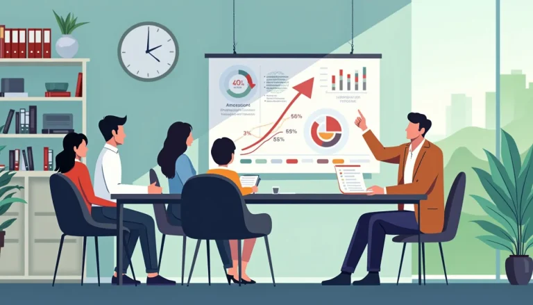 Create an image depicting a financial advisor sitting at a desk with a diverse group of individuals. The advisor is explaining the concept of a Consumer Pr