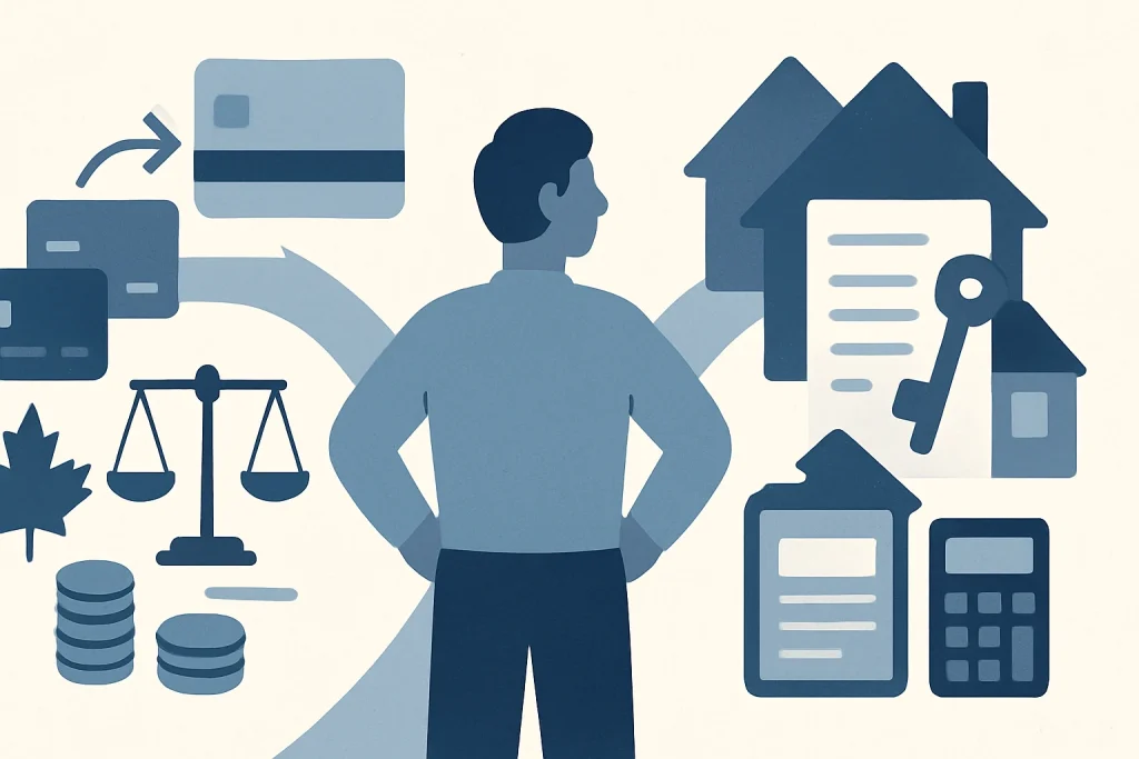 Debt Consolidation vs Refinancing in Canada (2026 Guide) — Canadian debt relief illustration