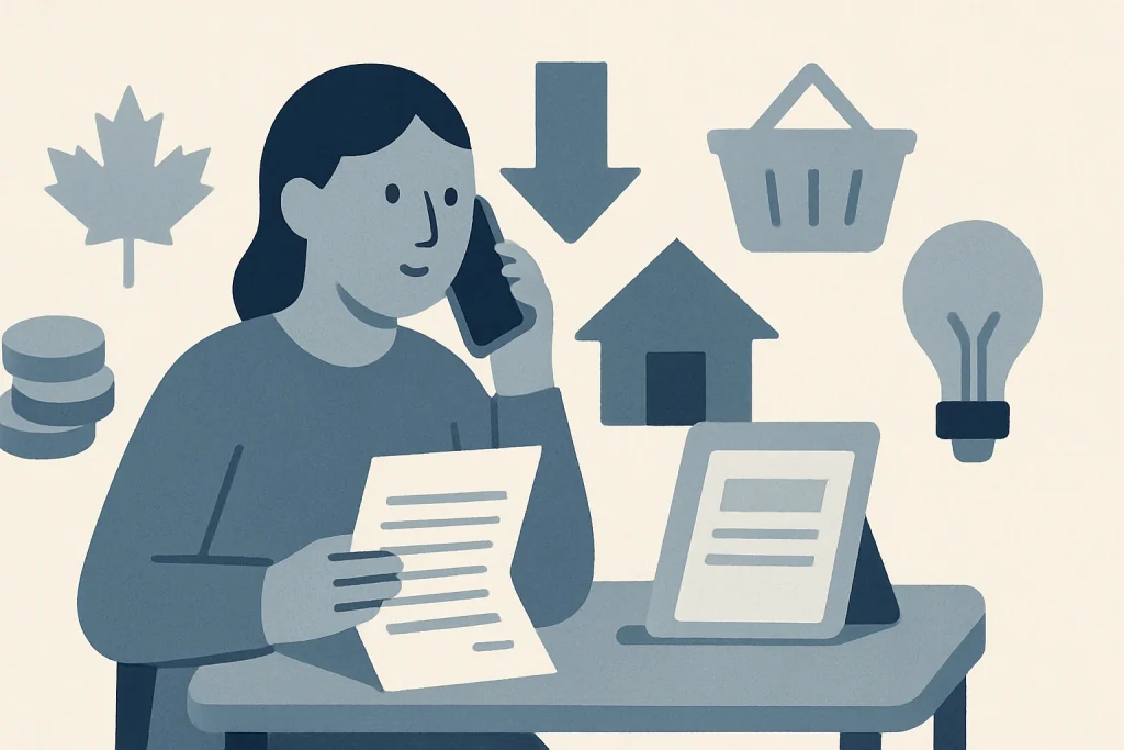 How to Lower Your Monthly Bills in Canada: 9 Ways (2026) — Canadian debt relief illustration